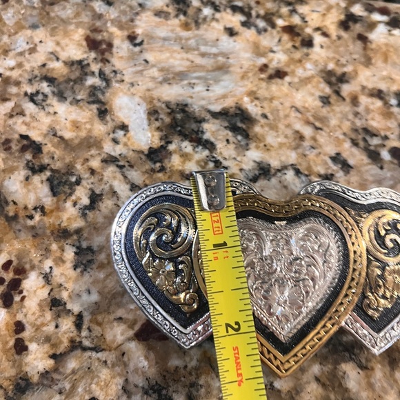 Vintage Silver Plated Heart Belt Buckle and Belt - Picture 14 of 14